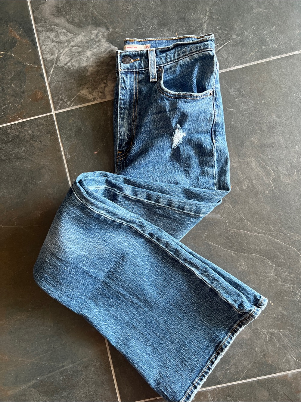 Levi’s 70’s Flare in distressed blue
